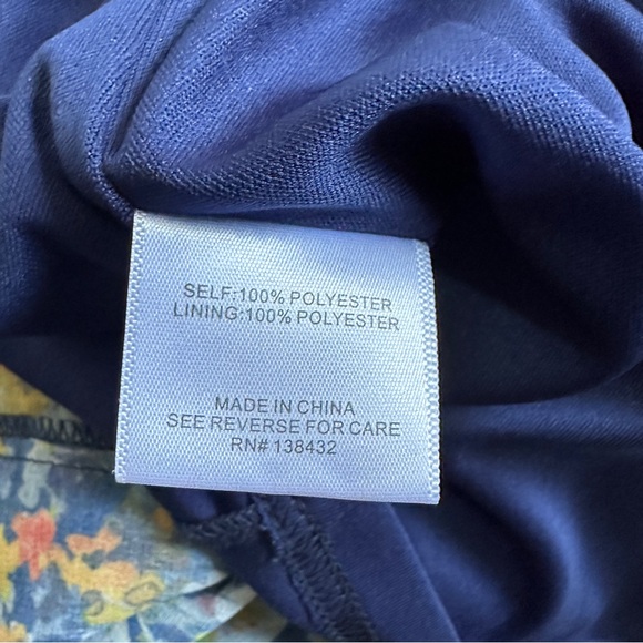 Modcloth Floral Dress M Navy Blue Halter High Neck Sleeveless Lined Skirt - Picture 7 of 8